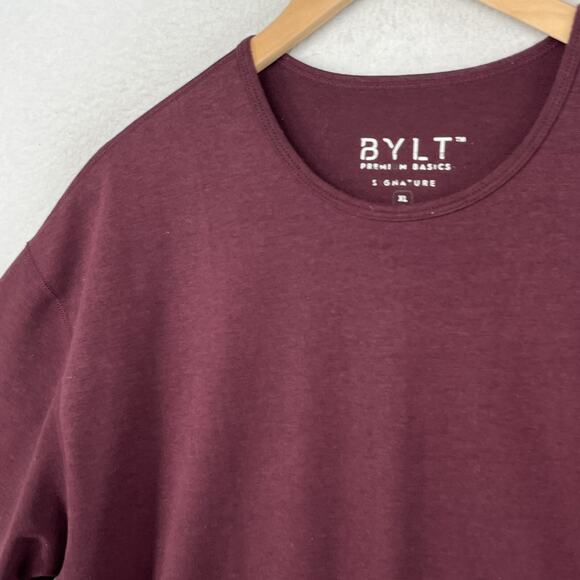 BYLT Shirt Mens XL Drop Cut Signature Premium Basics Gym Short Sleeve Maroon - Picture 6 of 13